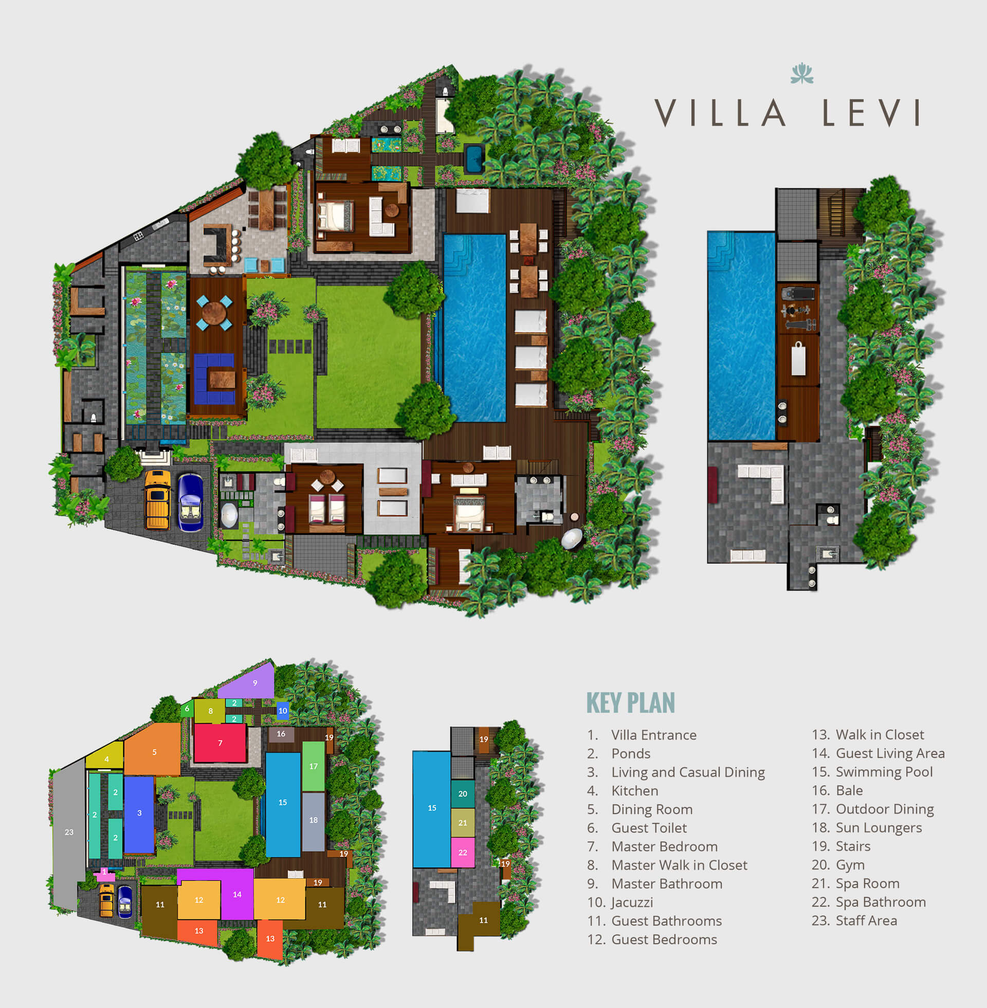 Floorplan Villa Levi Canggu 3 bedroom luxury villa, Bali